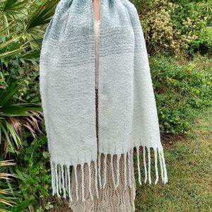 NEW MER SEA Oversized 100% Polyester Shades of Green Scarf/Wrap with Fringe